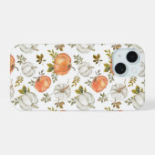 Herfst Waterverf pompoenpatroon iPhone 15 Case (Achterkant horizontaal)
