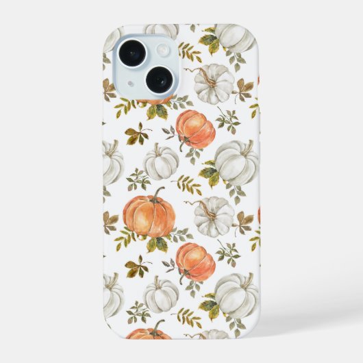 Herfst Waterverf pompoenpatroon iPhone 15 Case (Achterkant)