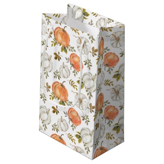 Herfst Waterverf pompoenpatroon Klein Cadeauzakje (Achterkant Gekanteld)