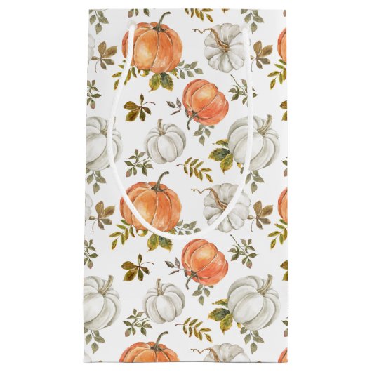 Herfst Waterverf pompoenpatroon Klein Cadeauzakje (Voorkant)
