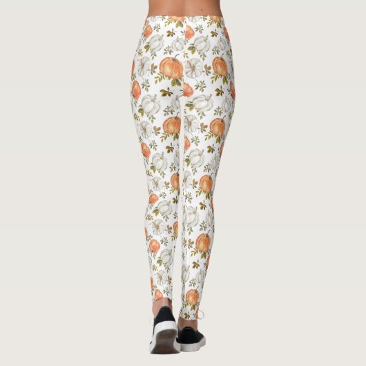 Herfst Waterverf pompoenpatroon Leggings (Achterkant)