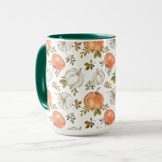 Herfst Waterverf pompoenpatroon Mok (Voorkant links)