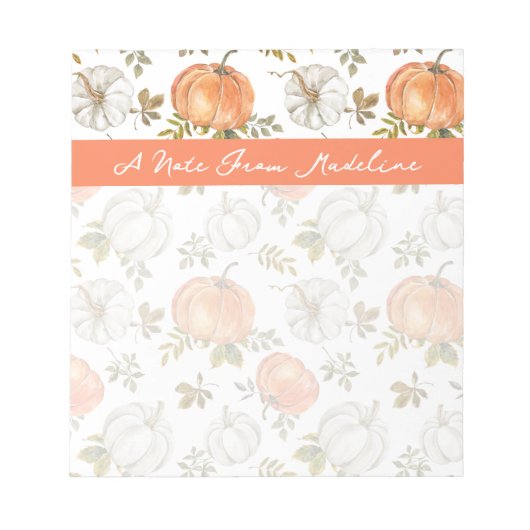 Herfst Waterverf pompoenpatroon Notitieblok (Voorkant)