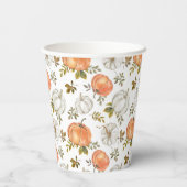 Herfst Waterverf pompoenpatroon Papieren Bekers (Achterkant)