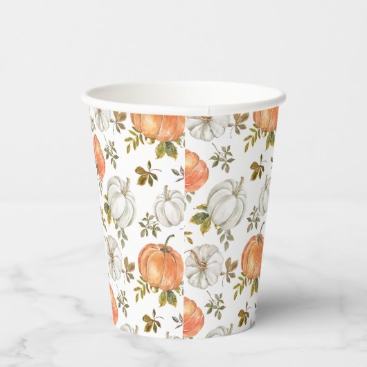 Herfst Waterverf pompoenpatroon Papieren Bekers (Rechts)