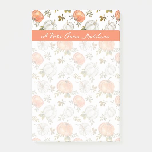Herfst Waterverf pompoenpatroon Post-it® Notes (Voorkant)