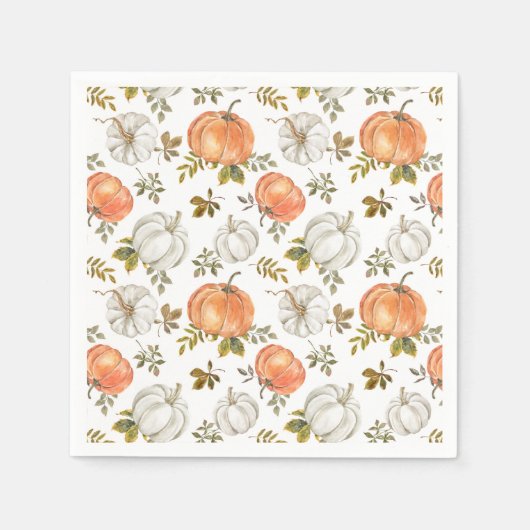 Herfst Waterverf pompoenpatroon Servet (Voorkant)