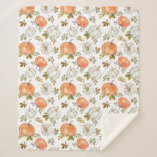 Herfst Waterverf pompoenpatroon Sherpa Deken (Voorkant)