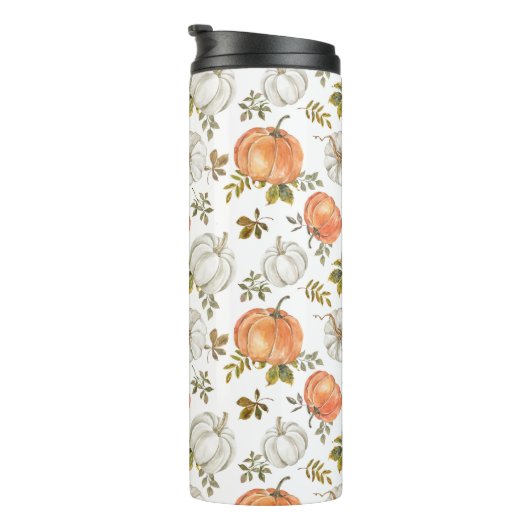 Herfst Waterverf pompoenpatroon Thermosbeker (Geroteerd rechts)