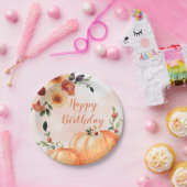 Herfst Waterverf Pumpkin Birthday Papieren Bordje (Feest)
