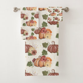 Herfst Waterverf Pumpkin Floral Bad Handdoek