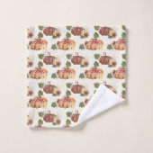 Herfst Waterverf Pumpkin Floral Bad Handdoek (Wasdoekje)