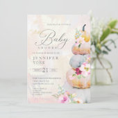 Herfst Waterverf Pumpkin Girl Baby shower Kaart (Staand voorkant)