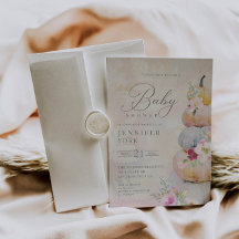 Herfst Waterverf Pumpkin Girl Baby shower