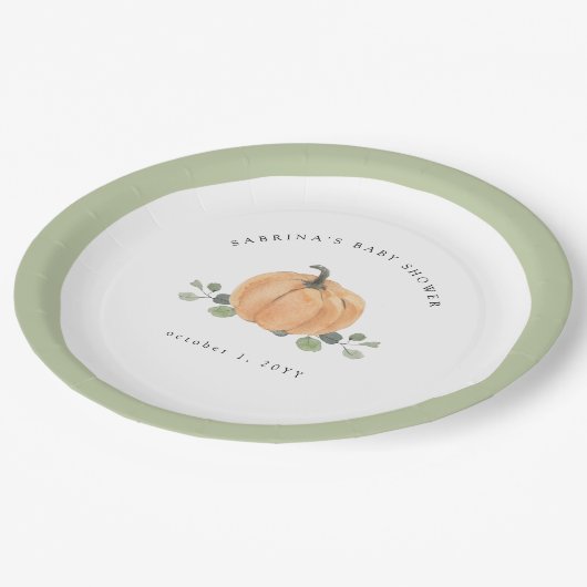 Herfst Waterverf Pumpkin Papieren Bordje (Gekanteld)