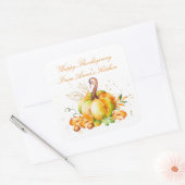 Herfst Waterverf Pumpkin Patch Square Stickers (Envelop)