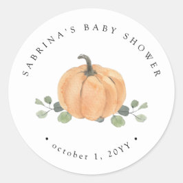 Herfst Waterverf Pumpkin Ronde Sticker