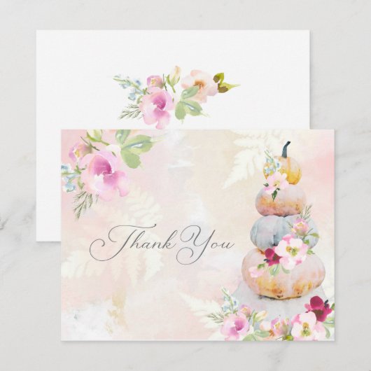 Herfst Waterverf Pumpkin Vrijgezellenfeest Dank u  Bedankkaart (Voorkant / Achterkant)