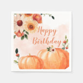 Herfst Waterverf Pumpkins Floral Birthday Servet (Voorkant)