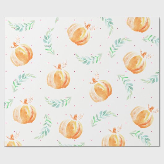 Herfst Waterverf Pumpkins & Green Laurels Cadeaupapier (Vlak)