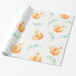 Herfst Waterverf Pumpkins & Green Laurels Cadeaupapier