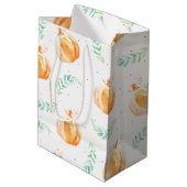 Herfst Waterverf Pumpkins & Green Laurels Medium Cadeauzakje (Achterkant Gekanteld)