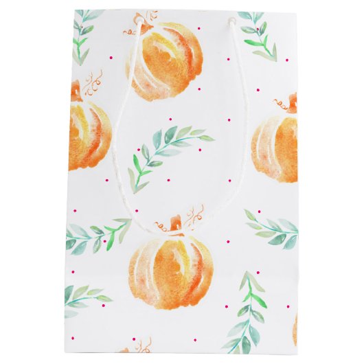 Herfst Waterverf Pumpkins & Green Laurels Medium Cadeauzakje (Achterkant)