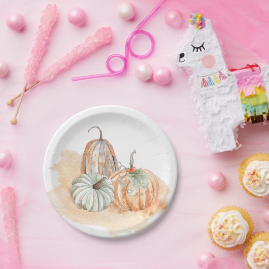 Herfst Waterverf Pumpkins Papieren Bordje (Feest)