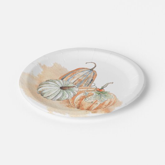 Herfst Waterverf Pumpkins Papieren Bordje (Gekanteld)