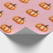 Herfst Waterverf Pumpkins Pink Cadeaupapier (Hoek)