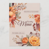 Herfst Waterverf Rustiek Bloemen Bruiloft Menu (Voorkant)