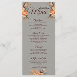 Herfst Waterverf Rustiek Bloemen Bruiloft Menu