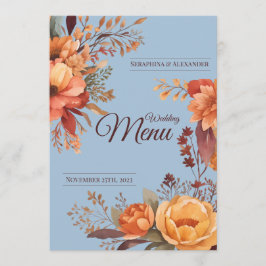 Herfst Waterverf Rustiek Bloemen Bruiloft Menu