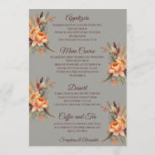 Herfst Waterverf Rustiek Bloemen Bruiloft Menu (Achterkant)