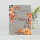 Herfst Waterverf Rustiek Bloemen Bruiloft Menu (Staand voorkant)