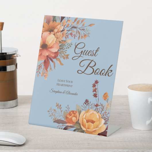 Herfst Waterverf Rustiek Bloemen Bruiloft Tafelbla Reclamebord Met Voetstuk (Insitu)