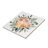 Herfst Waterverf Rustiek Roze Perzik Bloemboeket Tegeltje (Zijkant)