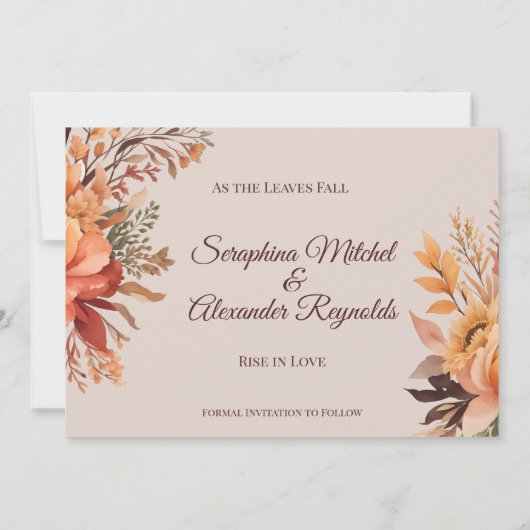 Herfst Waterverf Rustieke Bloemen Save the Date Kaart (Achterkant)