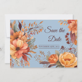 Herfst Waterverf Rustieke Bloemen Save the Date Kaart