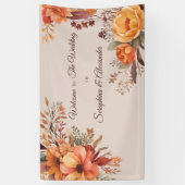 Herfst Waterverf rustieke bloemen welkom bruiloft Spandoek (Verticaal)