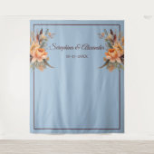 Herfst Waterverf rustieke bloemenbruiloft achtergr Wandkleed (Voorkant)