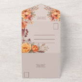 Herfst Waterverf rustieke bloemenbruiloft All In One Uitnodiging (Buitenkant)