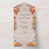 Herfst Waterverf rustieke bloemenbruiloft All In One Uitnodiging (Binnen)