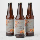 Herfst Waterverf rustieke bloemenbruiloft Bier Etiket (Flessen)