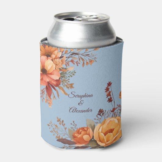 Herfst Waterverf rustieke bloemenbruiloft Blikjeskoeler (Blikje Voorkant)