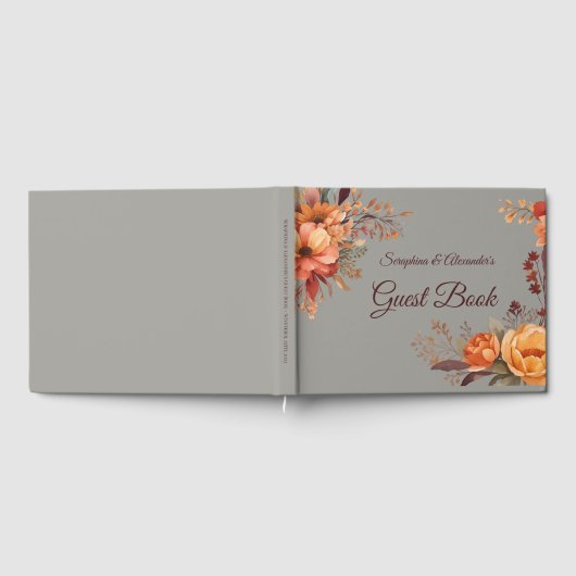 Herfst Waterverf rustieke bloemenbruiloft Gastenboek (Volledig)