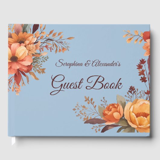 Herfst Waterverf rustieke bloemenbruiloft Gastenboek (Voorkant)