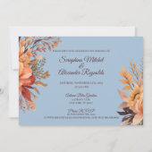 Herfst Waterverf rustieke bloemenbruiloft Kaart (Achterkant)