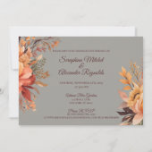 Herfst Waterverf rustieke bloemenbruiloft Kaart (Achterkant)