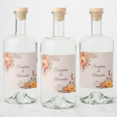 Herfst Waterverf rustieke bloemenbruiloft Likeurfles Etiket (Flessen)